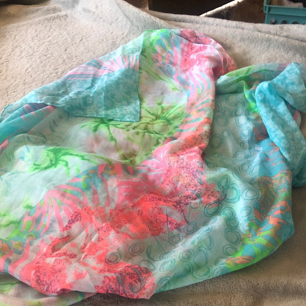Dress Barn Multicolor Tropical Print Lightweight Scarf
